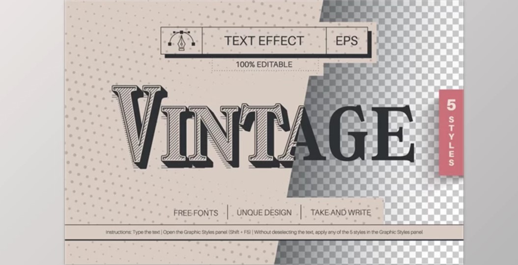 5 Vintage Editable Text Effects for Illustrator