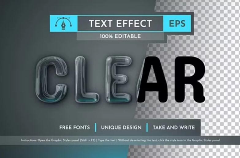 Clear Editable Text Effect for Adobe Illustrator CC 2014 and Later